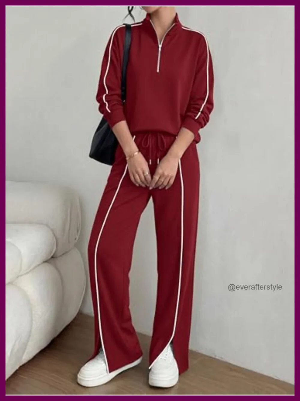 Matching Lounge Set, Long Sleeve Zip Up Top with Wide Leg Pants, Y2K Tracksuit,